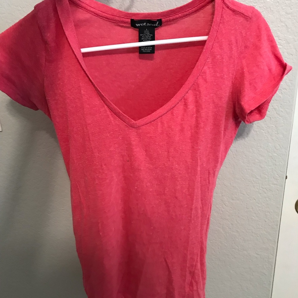 Pink V neck from Wet seal
